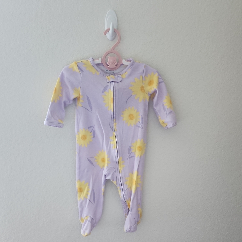 Carter's Purple and Yellow Flower Print Footie One Piece